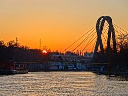 bydgoszcz brda river bridge sunset