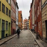 historical pedestrian street, denmark, copenhagen