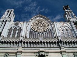 gothic church columns at sky, mexico