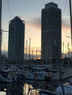 boats in port at city, spain, barcelona