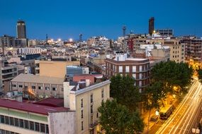 Night view of Barcelona city