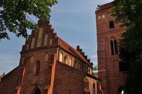 Church made of the brick in the Warsaw