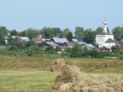 haystacks on the meadow, Russia