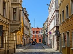 picturesque jezuicka street road buildings bydgoszcz poland