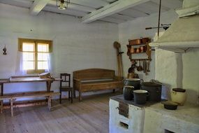 inside of rural cottage in sanok open air museum