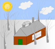 Picture of lonely house in winter