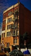 american building with fire escape