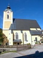 catholic church with tower on the roof