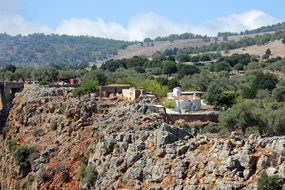 church on mountain, greece, aradena