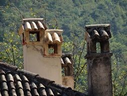 chimney cover on the roof