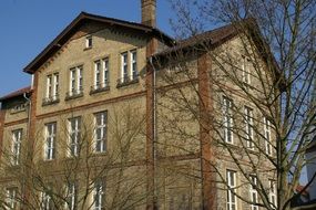 brick facade of a school in Gernsheim, Germany