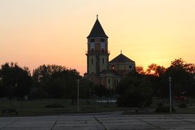 Church of St. Barbara at sunset