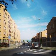 city ​​empty road on a clear sunny day