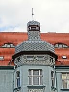 bay windows of historical building on mickiewicza street, poland, bydgoszcz