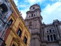 facade of the church stretching into the sky, spain