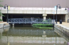 metal bridge over the canal