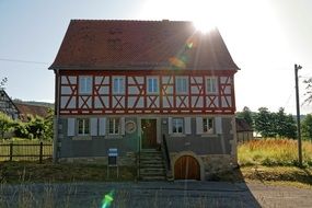 old museum building with trusses