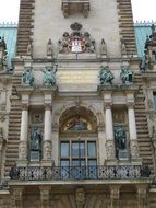 The facade of the tower of the Town Hall in Hamburg