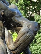 bydgoszcz fountain flood bronze statue head