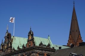 Roof of a historic building in Malmo, Sweden