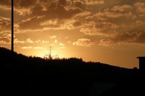 evening golden sky over the city