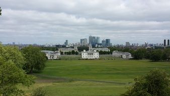 distant view of city in London