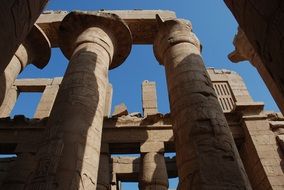 carved ancient columns, egypt, luxor