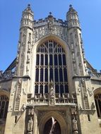 medieval Bath Abbey, west elevation, uk, england
