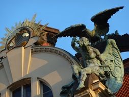 sculptures on a building in the Czech Republic