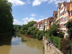 old buildings on the waterfront in Tubingen