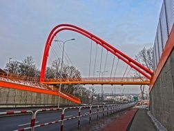 crossing the pedestrian bridge