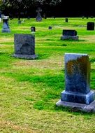 cemetery headstones and lawn