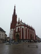 landmark of red and white church