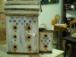 antique wooden bird house decoration