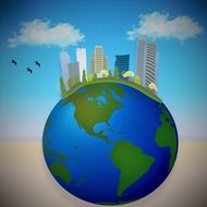 City on globe clipart