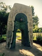 bell of two friends, contemporary sculpture in park, usa, minnesota, minneapolis