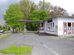 Abandoned gas station in town