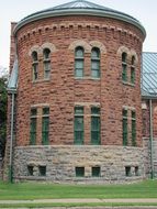 red brick round building