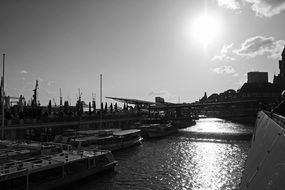 boats in port, germany, hamburg, landungsbrÃ¼cken