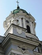 church with clock in transylvania