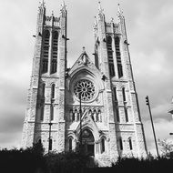gothic cathedral in black and white image
