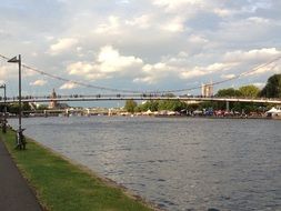 Landscape of river and bridge in frankfurt