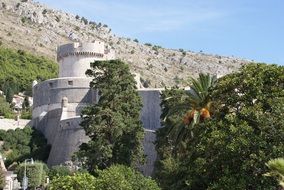 castle on mountain side, croatia, dubrovnik