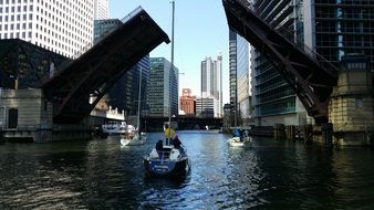 drawbridge in chicago in the shade