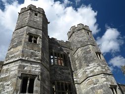 medieval stone abbey ruins at sky