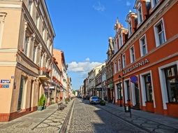 bydgoszsc dluga street cobblestones road building day view