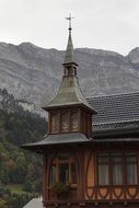 tower of an old house in mountains in engelberg