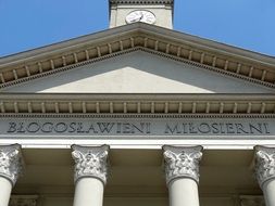 bydgoszcz vincent de paul basilica columns pilasters gable clock tower