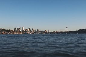 Beautiful skyline with buildings on the coast