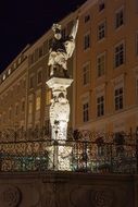 Fountain column in old Salzburg town